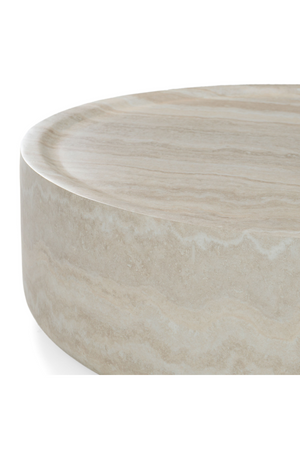 Round Travertine Finish Coffee Table | OROA Modern Benji | Oroa.com
