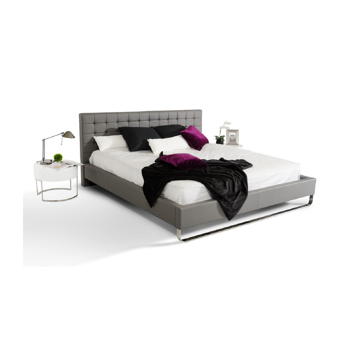 Gray Vegan Leather Bed | OROA Modern Gemma
