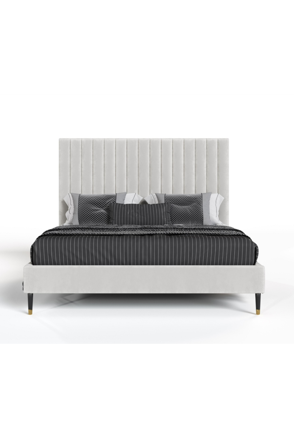 White Velvet Pleated Bed | OROA Modern Hemlock | Oroa.com