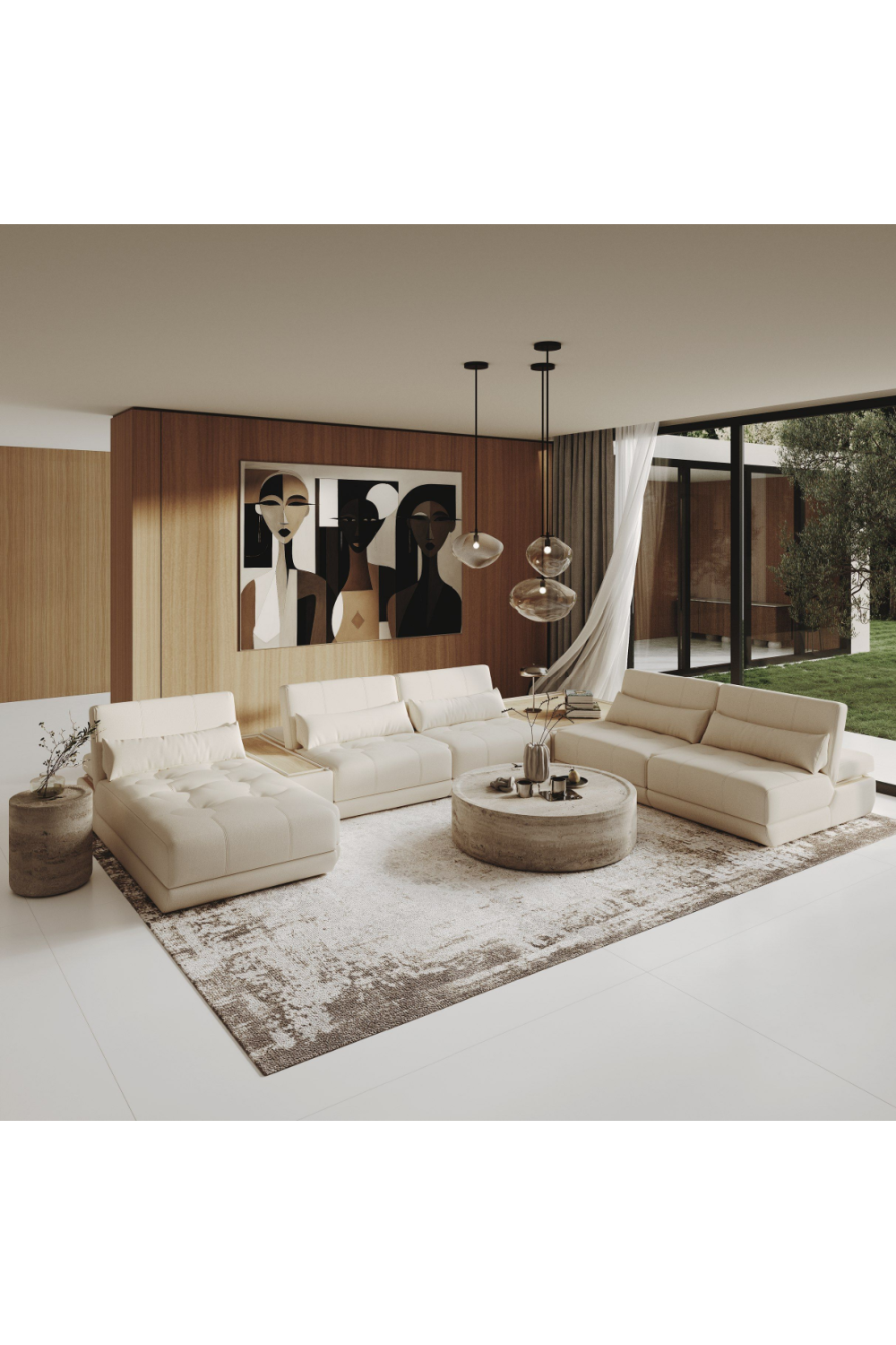 White Leather 7-Piece Modular Sofa | OROA Modern Garfield | Oroa.com