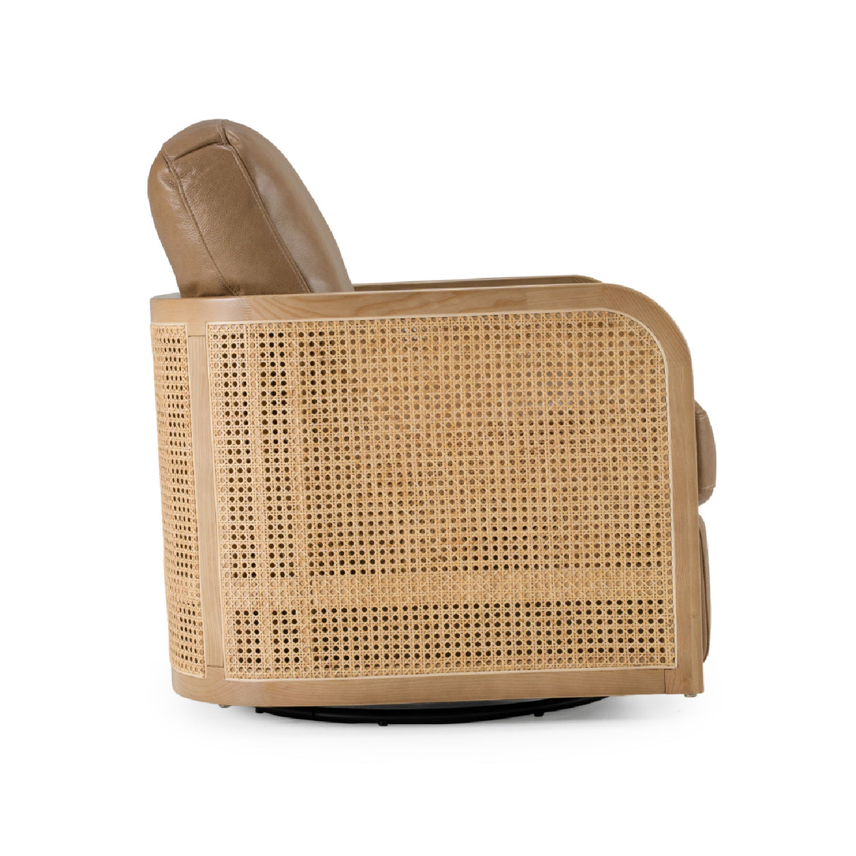 Tan Leather Wicker Swivel Chair | OROA Modern Danson | Oroa.com