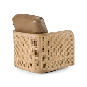 Tan Leather Wicker Swivel Chair | OROA Modern Danson | Oroa.com