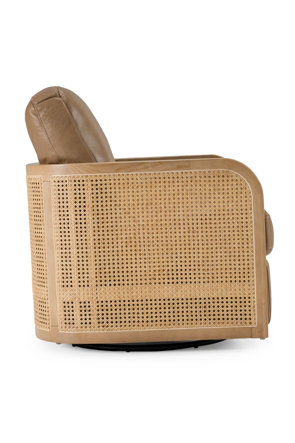 Tan Leather Wicker Swivel Chair | OROA Modern Danson | Oroa.com