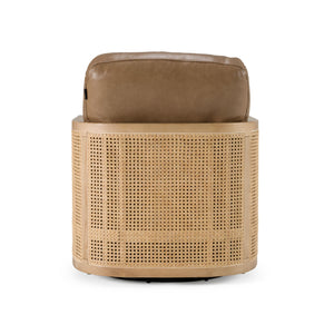 Tan Leather Wicker Swivel Chair | OROA Modern Danson | Oroa.com