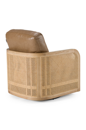 Tan Leather Wicker Swivel Chair | OROA Modern Danson | Oroa.com