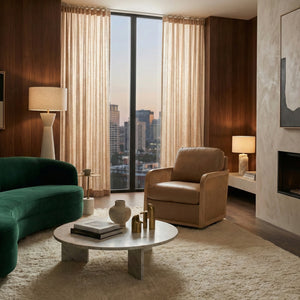 Tan Leather Wicker Swivel Chair | OROA Modern Danson | Oroa.com