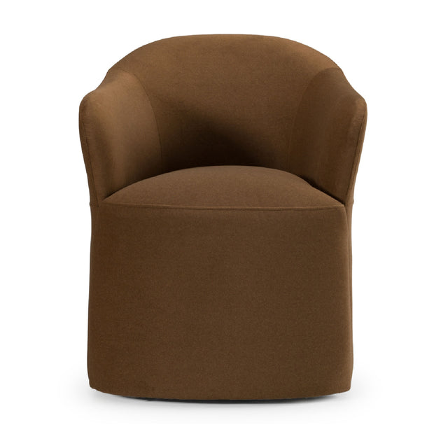 Brown Wheeled Dining Chair – Timothy – angled view