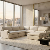 Beige Linen Sectional Sofa | OROA Modern Danica