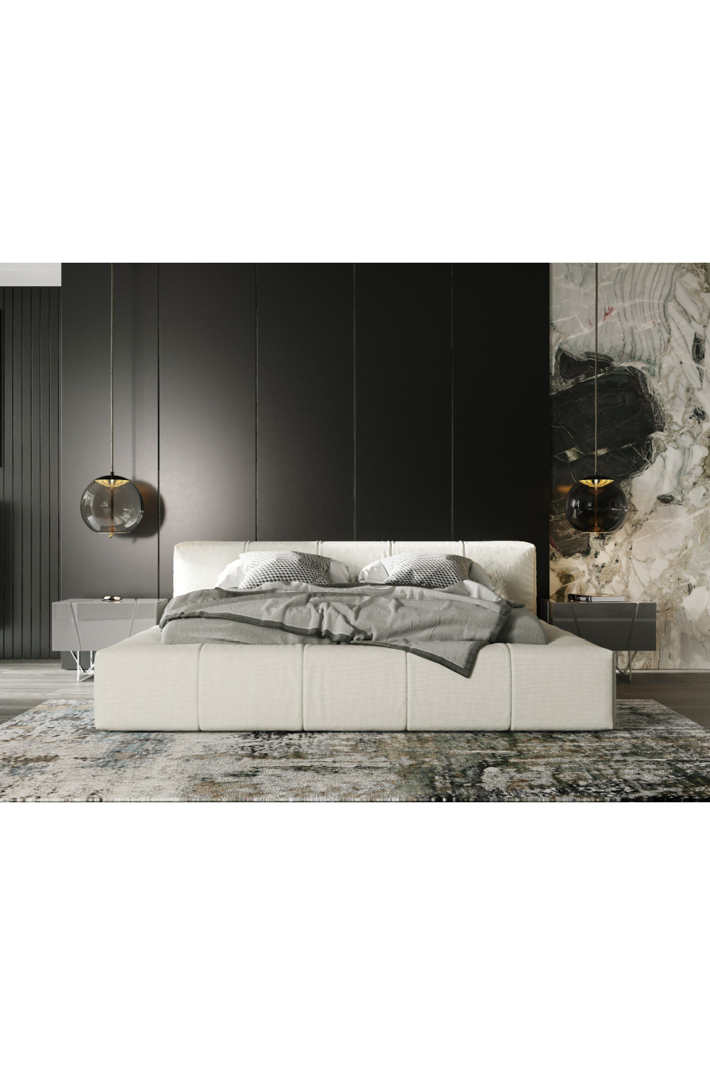 Channel-Tufted Cream Bed | OROA Modern Lamont | Oroa.com