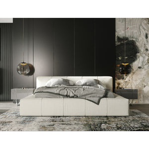   Channel-Tufted Cream Bed | Oroa.com