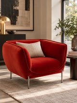 Red Velvet Accent Chair | OROA Modern Loma