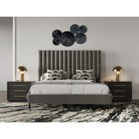 Gray Velvet Channel-Tufted Bed | OROA Modern Hemlock | Oroa.com