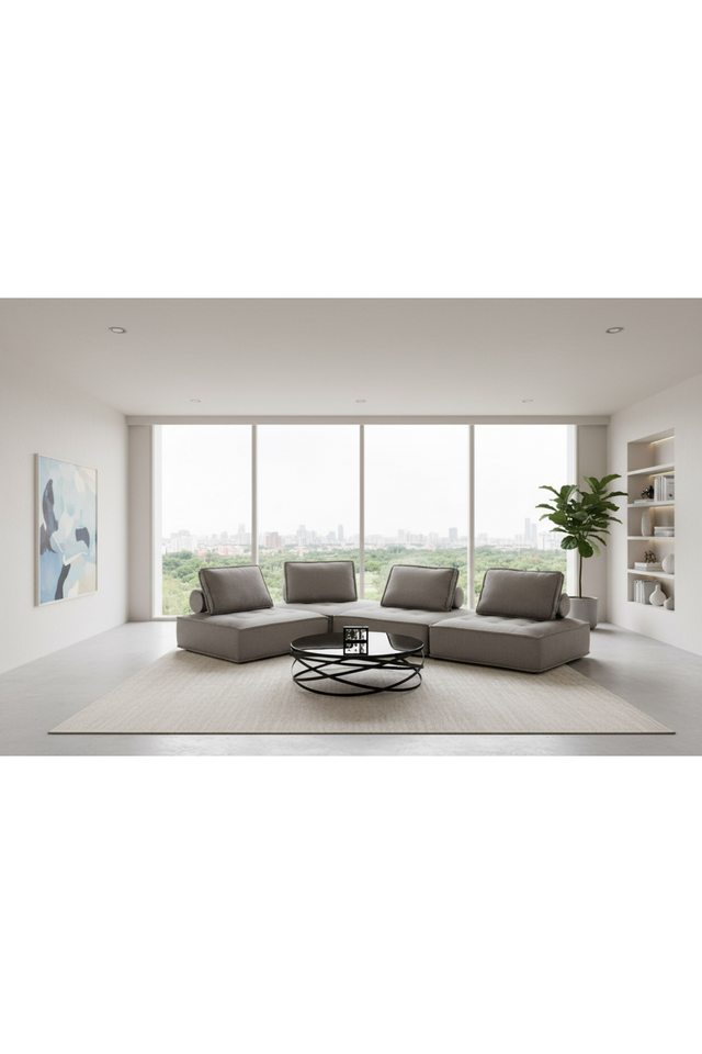 Gray Fabric 4-Piece Sectional Sofa | OROA Modern Nolden | Oroa.com