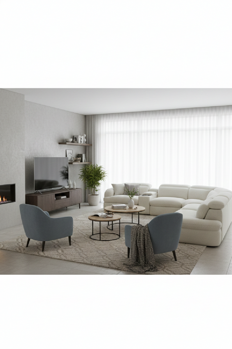 White L-Shaped Recliner Sectional Sofa | OROA Modern Ambler