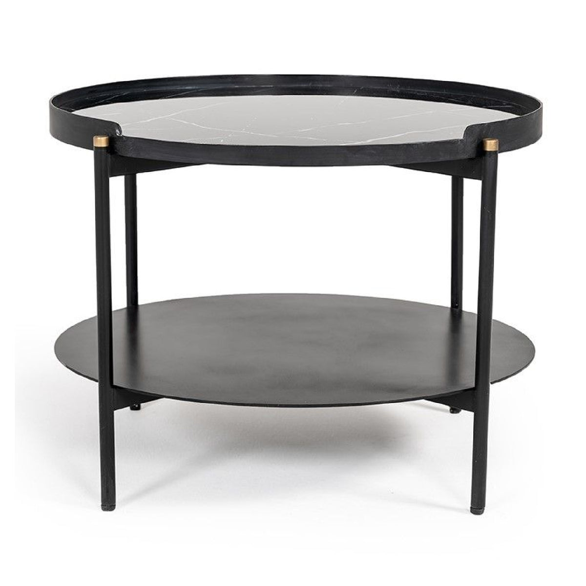 Black Marble 2-Tier Round Coffee Table | OROA Modern Randal