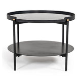 Black Marble 2-Tier Round Coffee Table | OROA Modern Randal