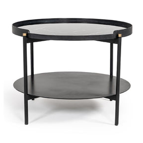 Black Marble 2-Tier Round Coffee Table - OROA Modern Randal - view 1