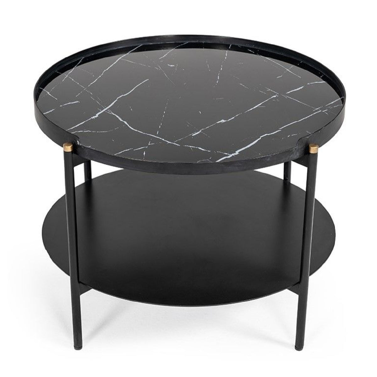 Black Marble 2-Tier Round Coffee Table | OROA Modern Randal