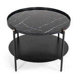 Black Marble 2-Tier Round Coffee Table | OROA Modern Randal