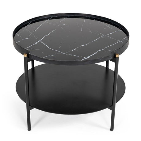 Black Marble 2-Tier Round Coffee Table | OROA Modern Randal
