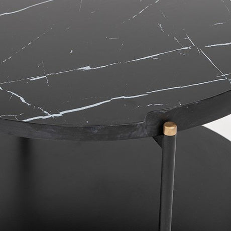 Black Marble 2-Tier Round Coffee Table | OROA Modern Randal