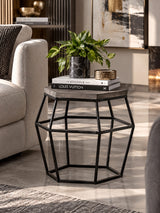 Hexagonal Concrete End Table | OROA Modern Tartan
