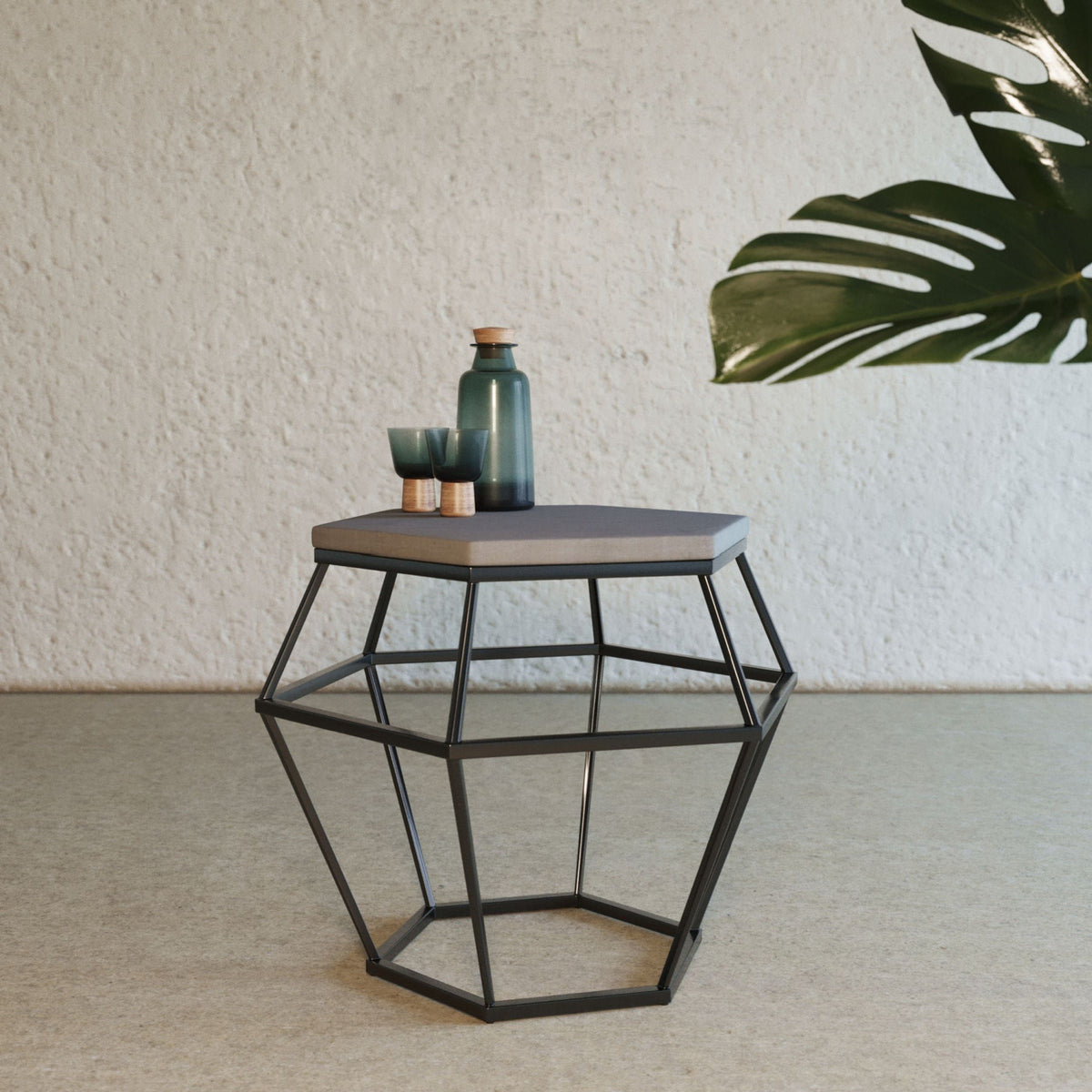 Hexagonal Concrete End Table | OROA Modern Tartan