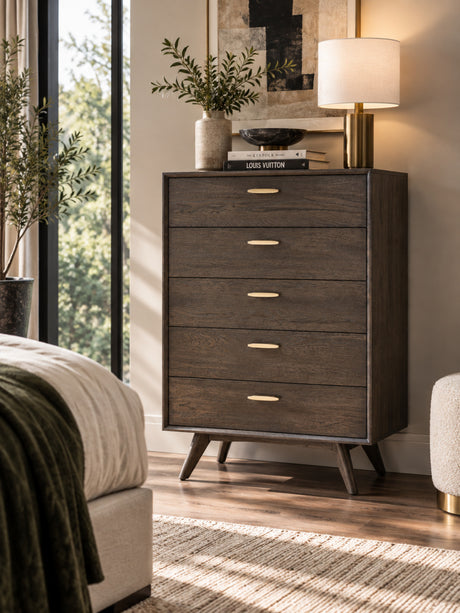 Dark Oak 5-Drawer Chest | OROA Modern Novak