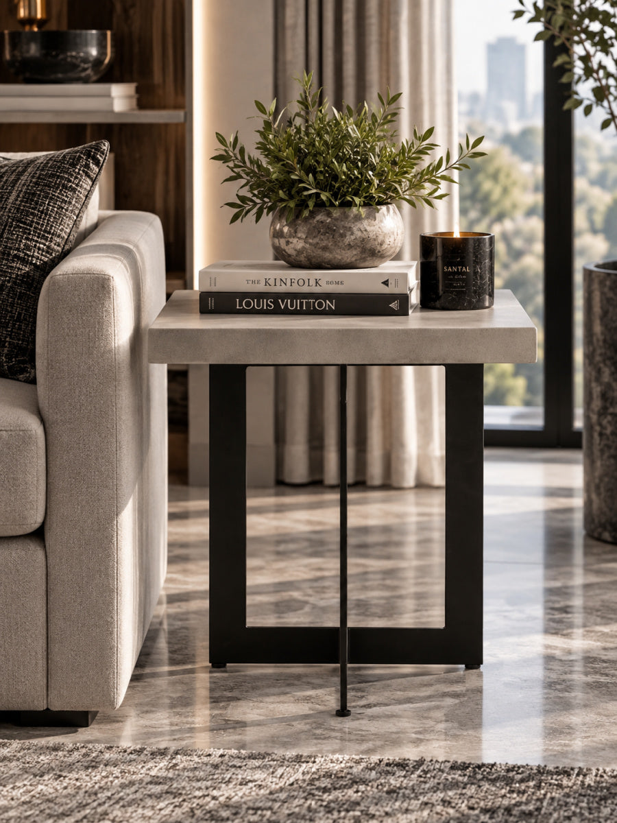 Concrete & Metal End Table | OROA Modern Sharon