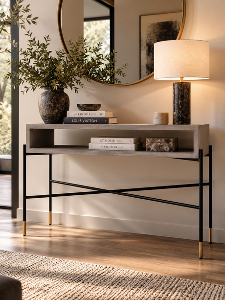 Concrete Open-Shelf Console Table | OROA Modern Walker