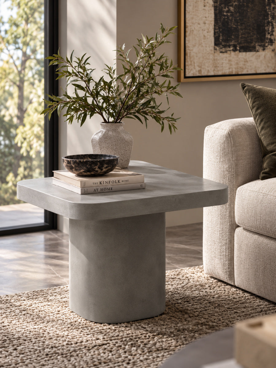 Gray Concrete Square End Table | OROA Modern Flores