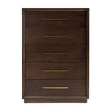 Brown Oak 5-Drawer Chest by OROA Modern Manhattan