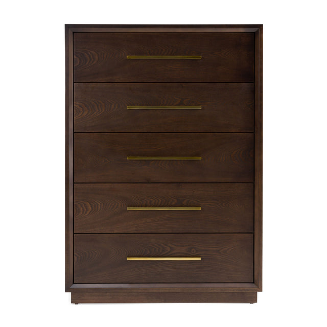 Brown Oak 5-Drawer Chest by OROA Modern Manhattan