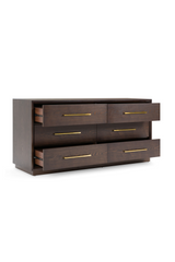 Brown Oak 6-Drawer Dresser | OROA Modern Manhattan | Oroa.com