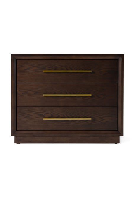 Brown Oak 3-Drawer Nightstand | OROA Modern Manhattan | Oroa.com