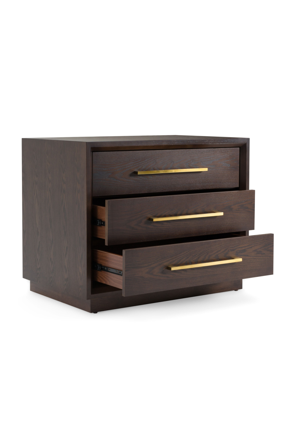 Brown Oak 3-Drawer Nightstand | OROA Modern Manhattan | Oroa.com