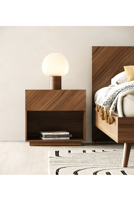 Walnut Veneer 1-Drawer Nightstand | OROA Modern Nova | Oroa.com