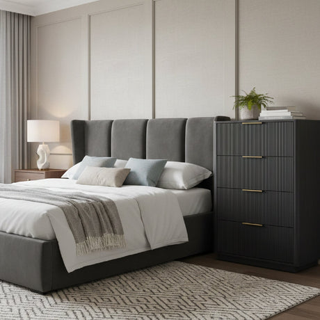 Reeded Wood 4-Drawer Chest | OROA Modern Santa Monica | Oroa.com
