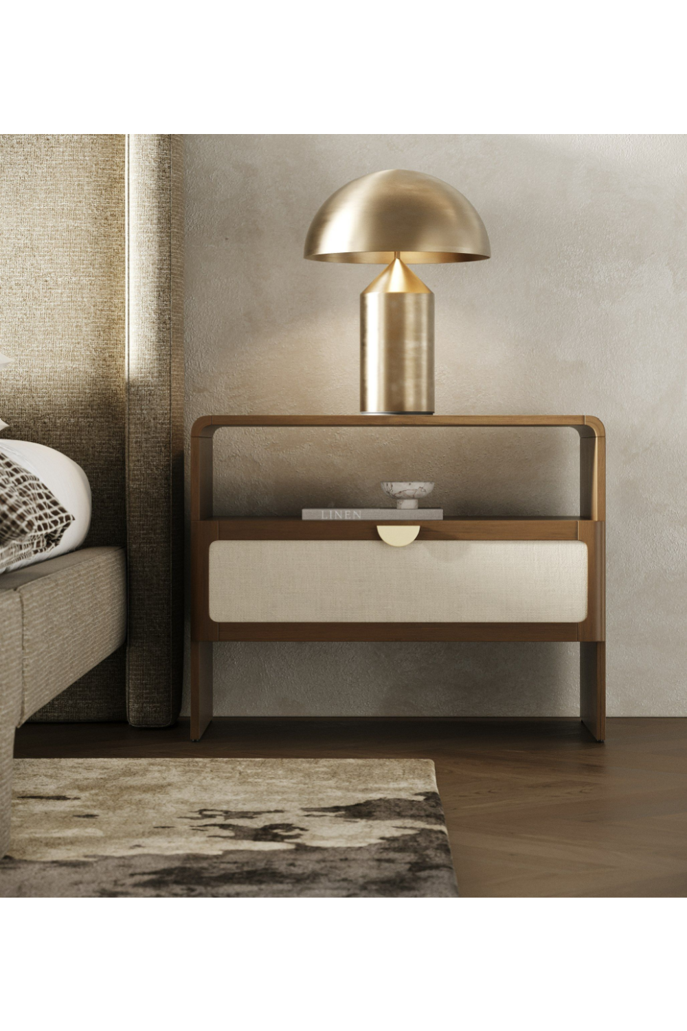 Natural Burlap Nightstand | OROA Modern Emilio | Oroa.com