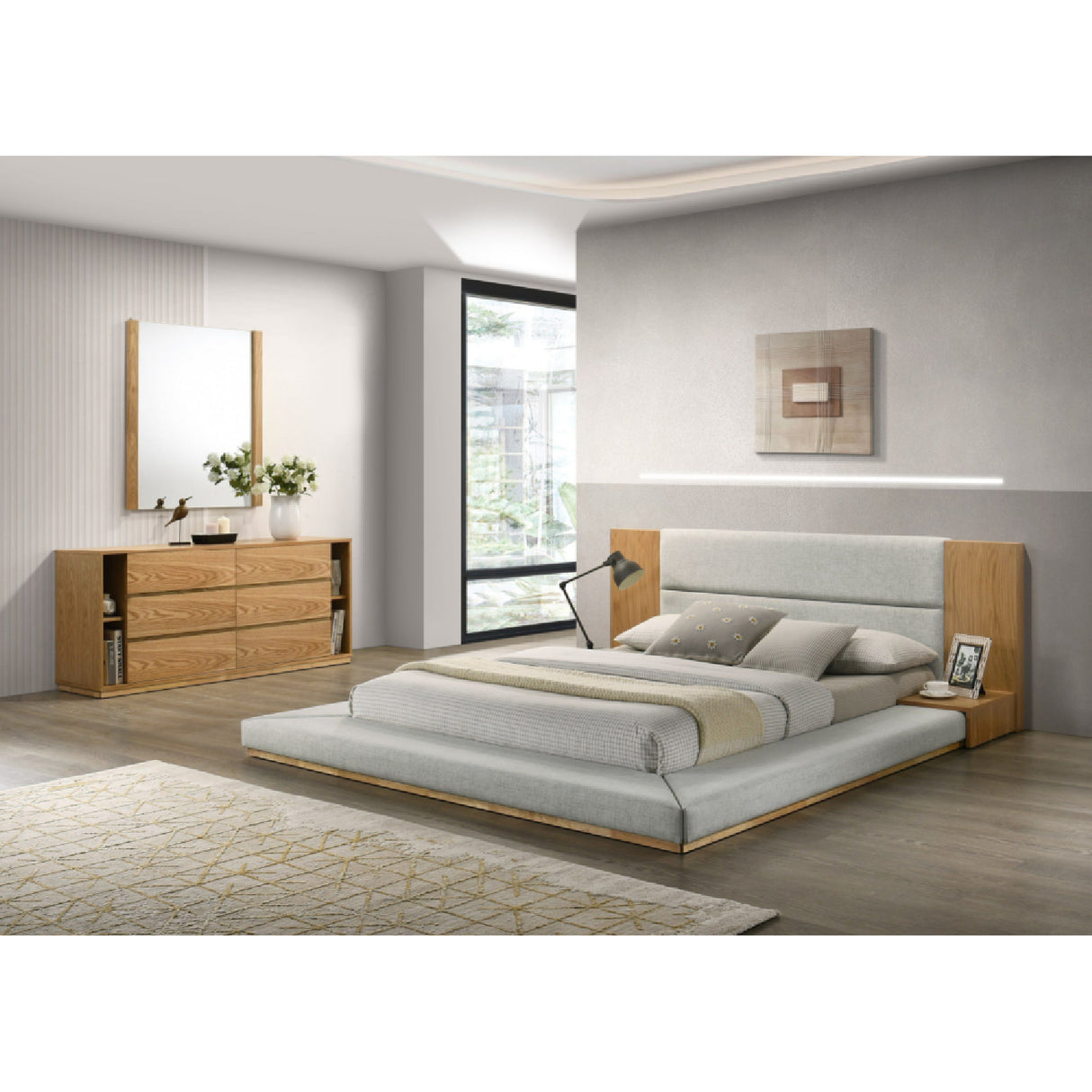 Natural Oak Queen Bed | OROA Modern Jagger | Oroa.com
