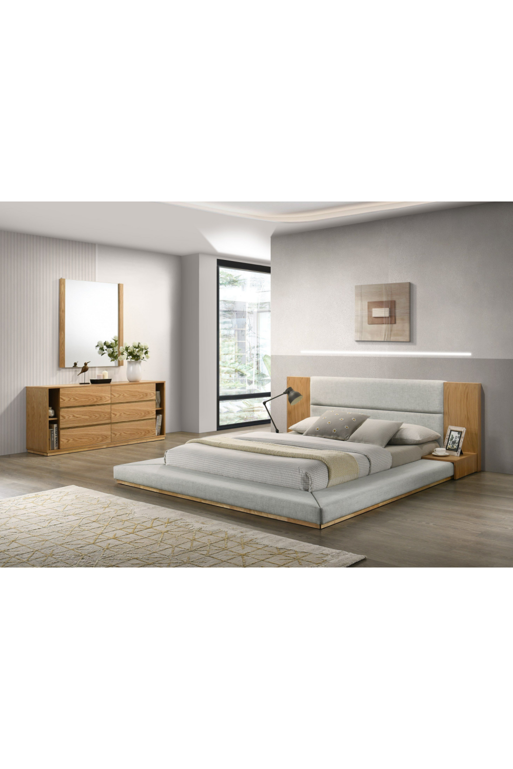 Natural Oak Queen Bed | OROA Modern Jagger | Oroa.com