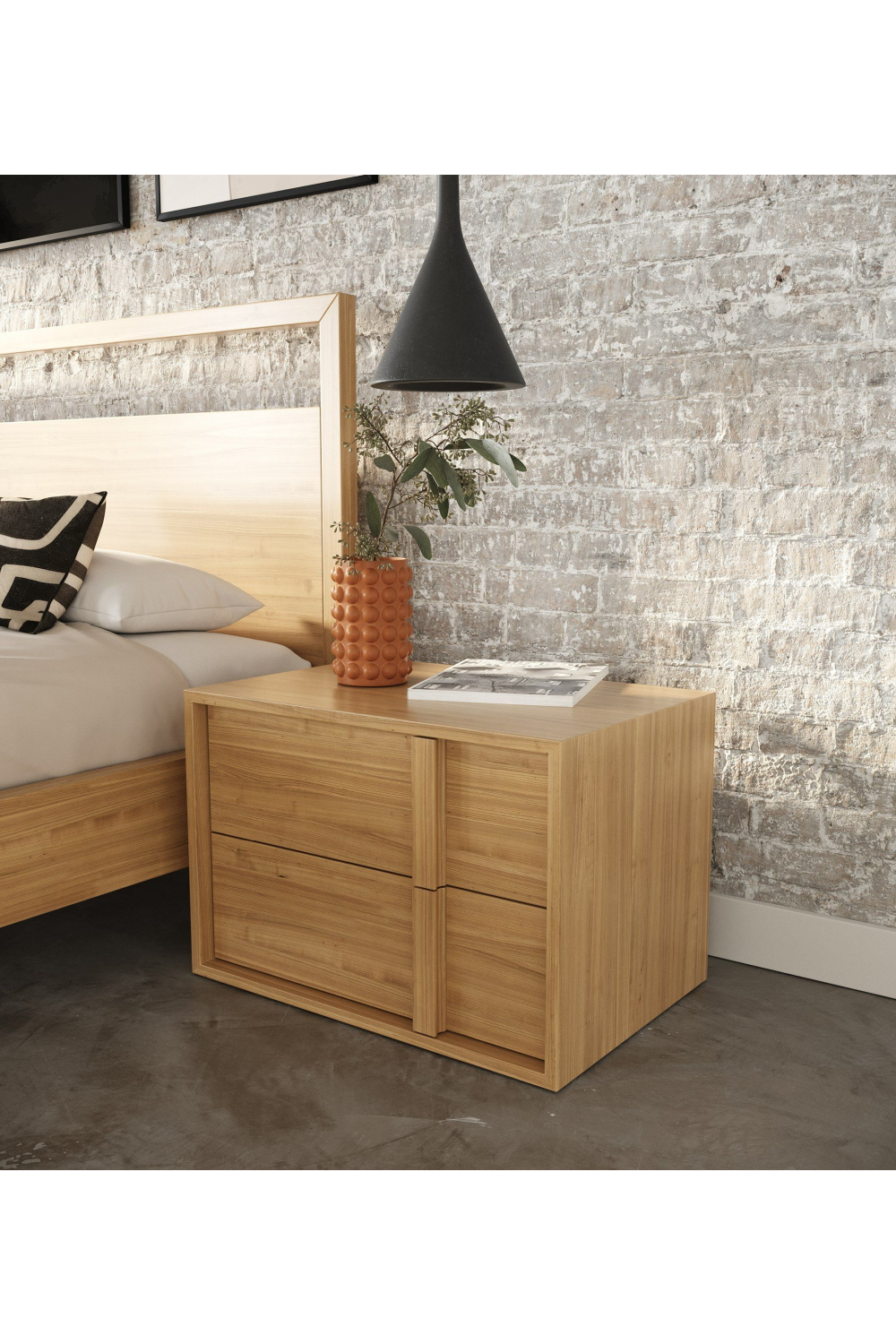 Warm Oak 2-Drawer Nightstand | OROA Modern Berlin | Oroa.com