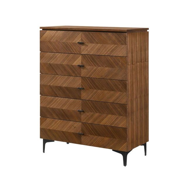 5-Drawer Walnut Veneer Chest | OROA Modern Paula | Oroa.com