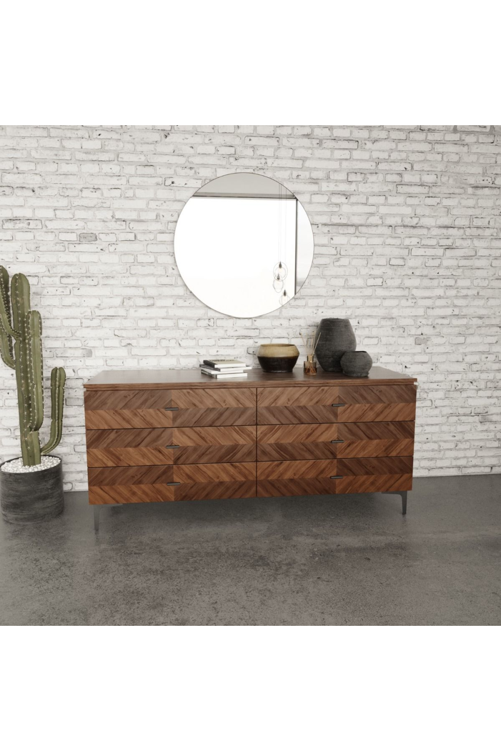 6-Drawer Walnut Dresser | OROA Modern Paula | Oroa.com