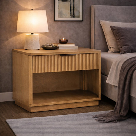   Reeded Wood 1-Drawer Nightstand | Oroa.com