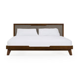 Gray Linen Headboard Bed | OROA Modern Soria