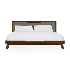 Gray Linen Headboard Bed - OROA Modern Soria - view 1