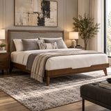 Gray Linen Headboard Bed | OROA Modern Soria