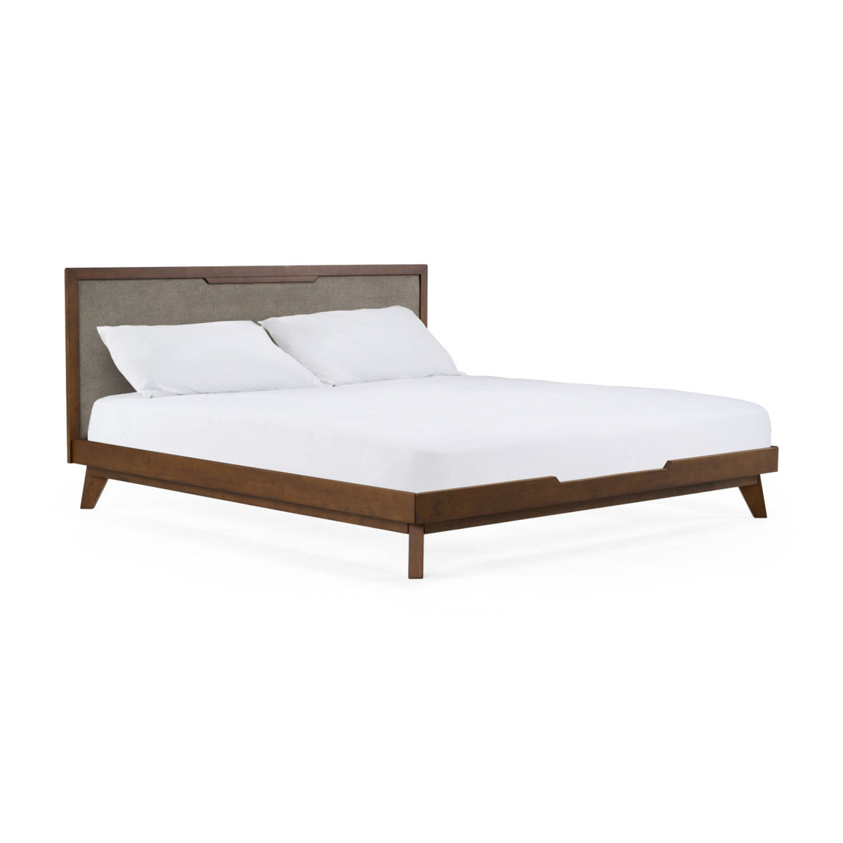 Gray Linen Headboard Bed | OROA Modern Soria