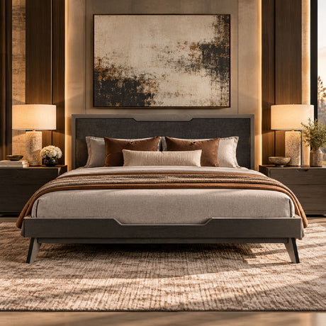 Modern European furniture - Gray Linen Bed - www.oroa.com